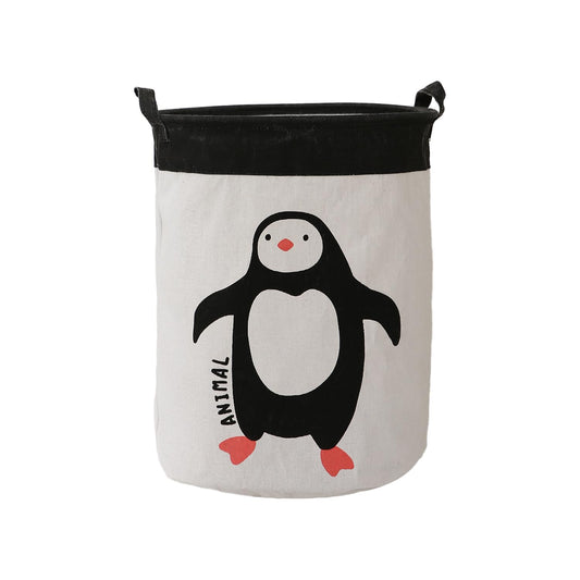Kids Laundry Basket for Clothes, Toy Storage Bag, Penguin