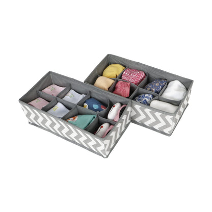 Non-Woven Fabric Undergarment Organizer Storage Box For Drawers Bra Panty Socks Tie Lingerie Organizer For Wardrobe, 8 Grid*2), Drawer Organizers, Blue-Green