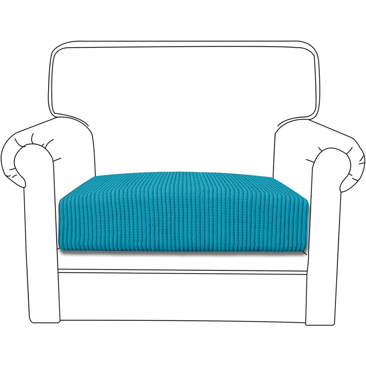 Stretchable Thick Jacquard Textured Seat Cushion Cover for 1/2/3 Seaters / Pieces for Sofa, Teal