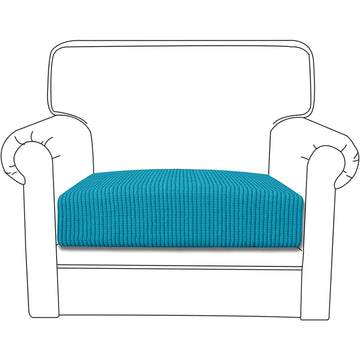 Stretchable Thick Jacquard Textured Seat Cushion Cover for 1/2/3 Seaters / Pieces for Sofa, Teal