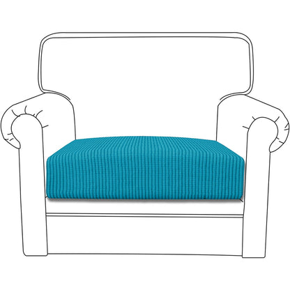 Stretchable Thick Jacquard Textured Seat Cushion Cover for 1/2/3 Seaters / Pieces for Sofa, Teal