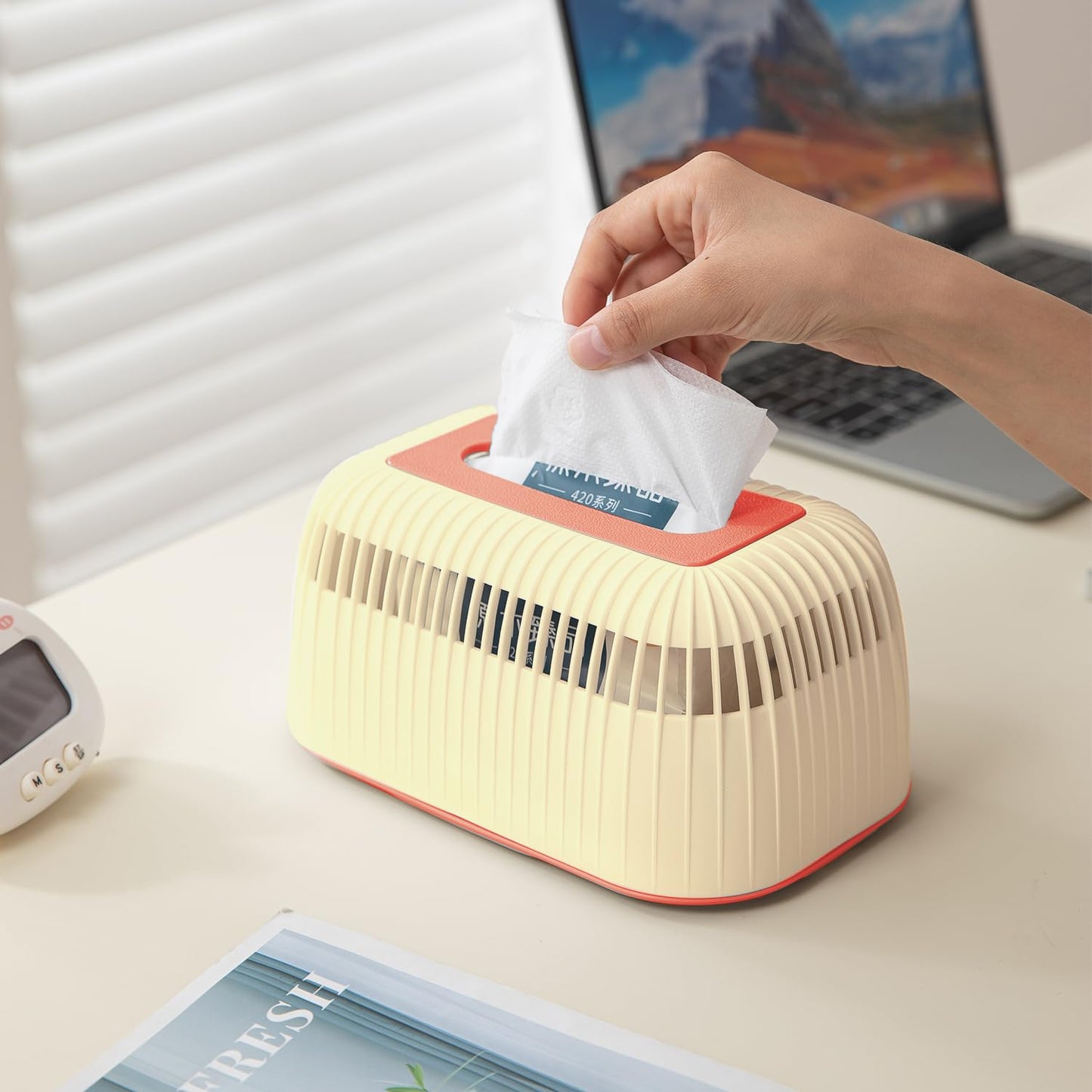 Modern Plastic Tissue Paper Holder with Elegant Design – Cream