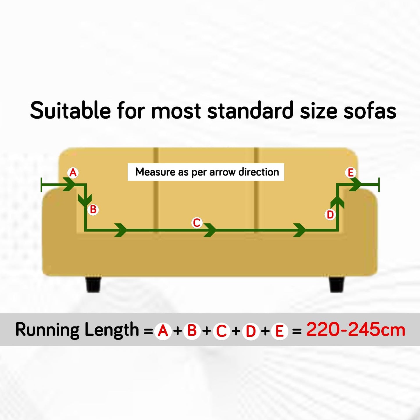 Sofa Cover Size Measurement Guide for 3 seater sofa