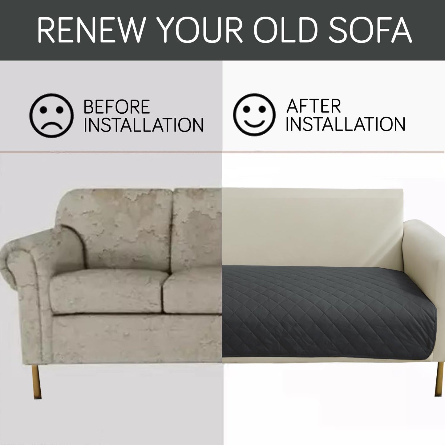 Waterproof Anti-Slip Quick Dry Sofa Seat Mat for 1/2/3 Seater, Grey