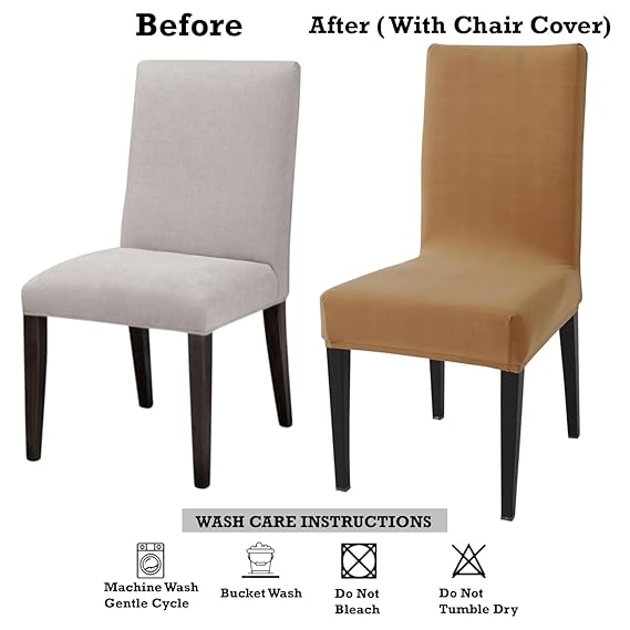 Stretchable dining chair covers set of 6 – before and after with care tips.