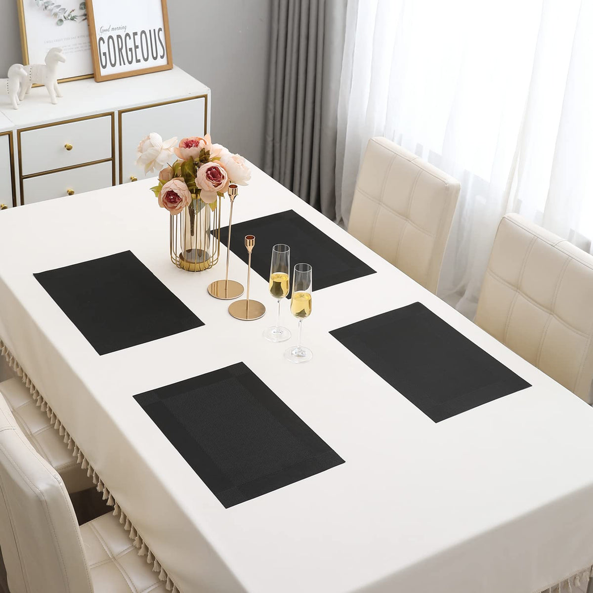 PVC Dining Table Mats, Black