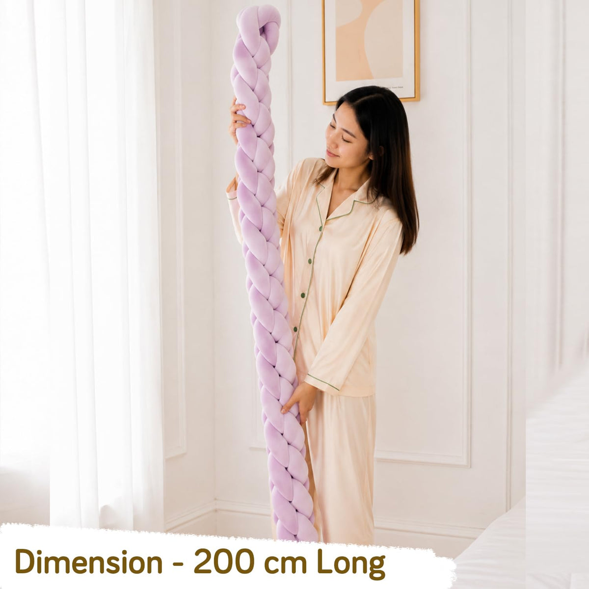 HOKIPO Braided Knot Chain Pillow for Sofa & Bed, 200 cm, Purple