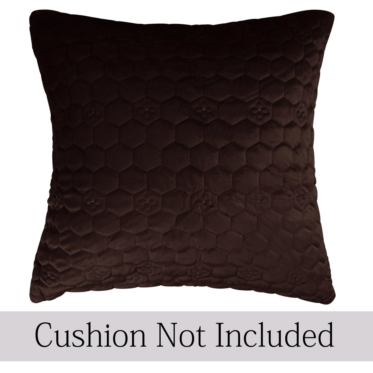 Buy Coffee Brown Colour Premium Zippered Hexagonal Texture Velvet Cushion Covers | Square Pillows