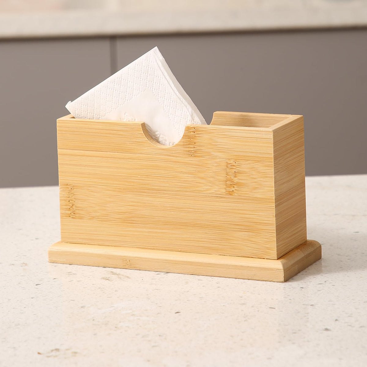 Buy brown bamboo tissue paper stand | HOKIPO