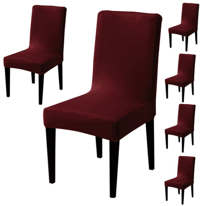 Elastic Stretchable Premium Velvet Dining Chair Cover, Burgundy