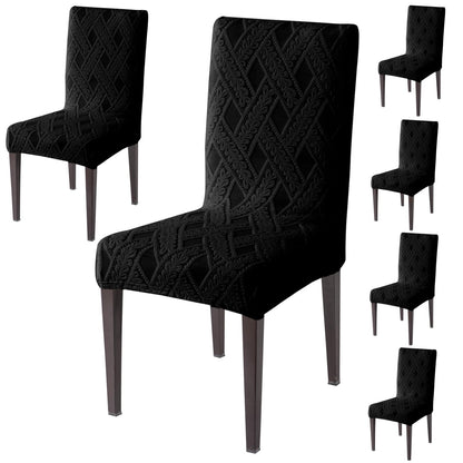 Chair Cover Set of 1/2/4/6, 190 GSM Jacquard, Black