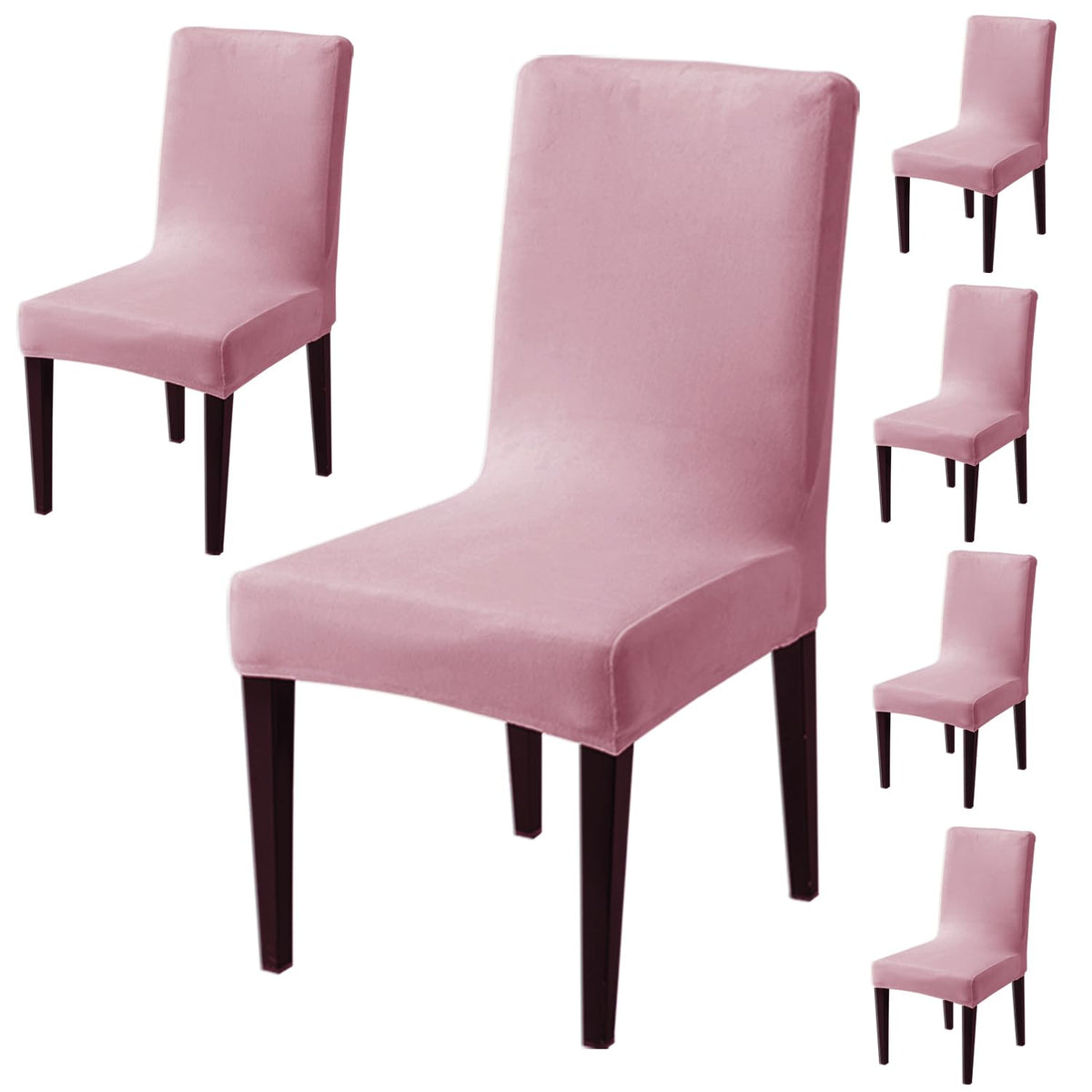 Elastic Stretchable Premium Velvet Dining Chair Cover, Pink