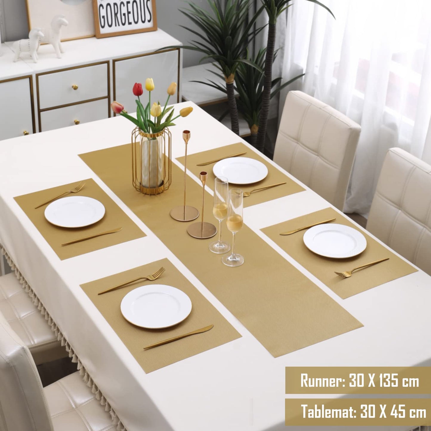 PVC Dining Table Mats, Golden