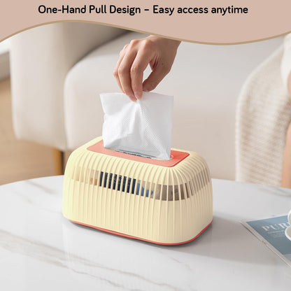 Modern Plastic Tissue Paper Holder with Elegant Design – Cream