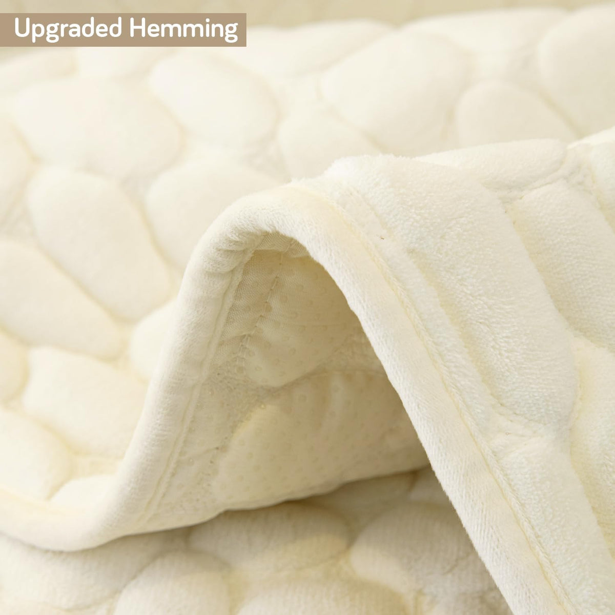Premium Pebble Milk Velvet Anti Slip Sofa Mats, Bliss White