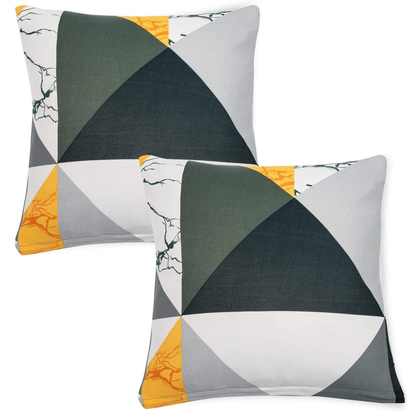 HOKIPO Stretchable Pack of 2 Cushion Cover 16x16, Geometric Multi