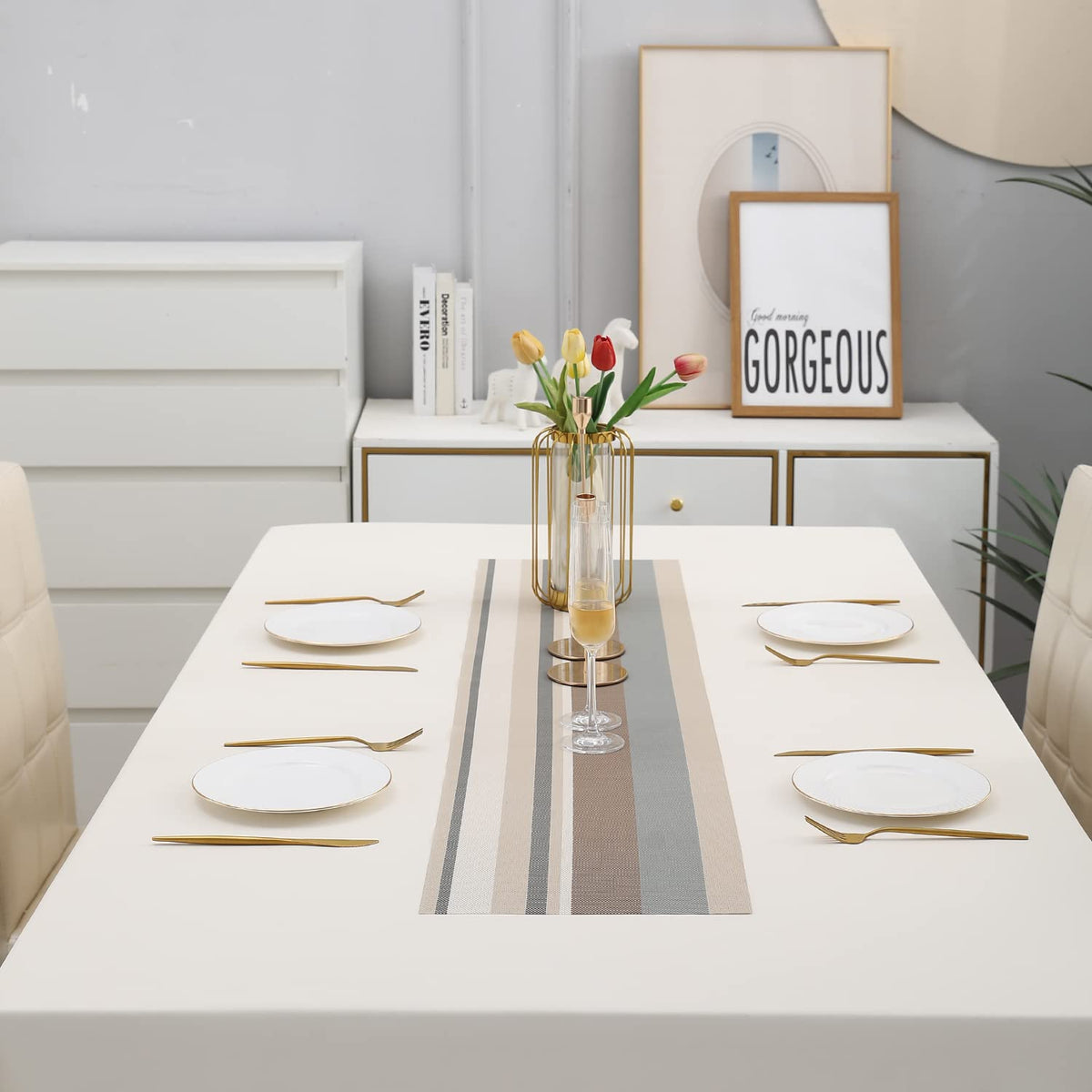 Buy Multicolour PVC Dining Table Runner for 4 Seater Tables | HOKIPO