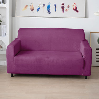 two seater Purple elastic stretchable velvet sofa cover​