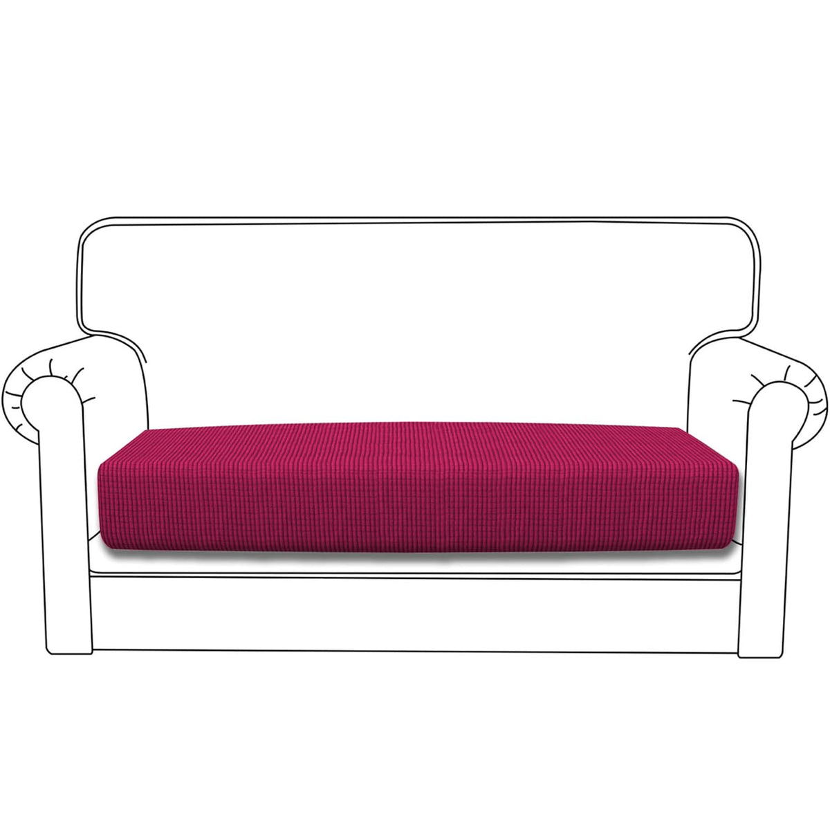 Stretchable Thick Jacquard Textured Seat Cushion Cover for 1/2/3 Seaters / Pieces for Sofa, Maroon