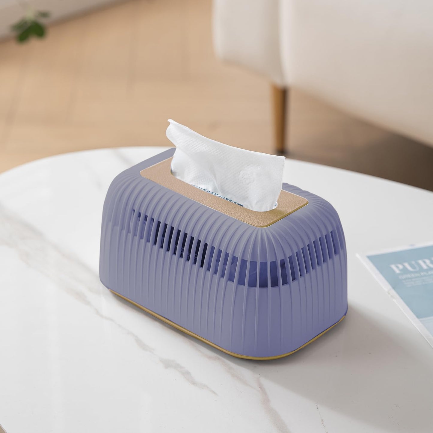 Modern Plastic Tissue Paper Holder with Elegant Design – Blue