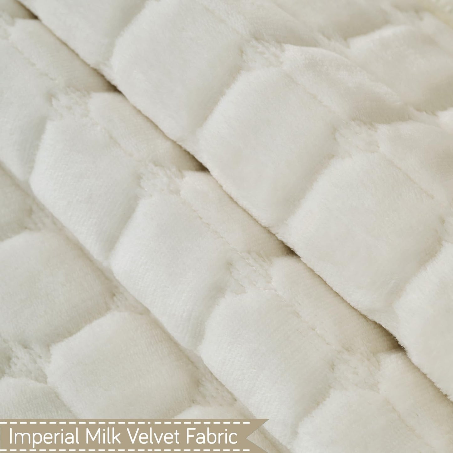 BelleLace Series Premium Imperial Milk Velvet Sofa Cover Mat with Lace Design -  Pearl White