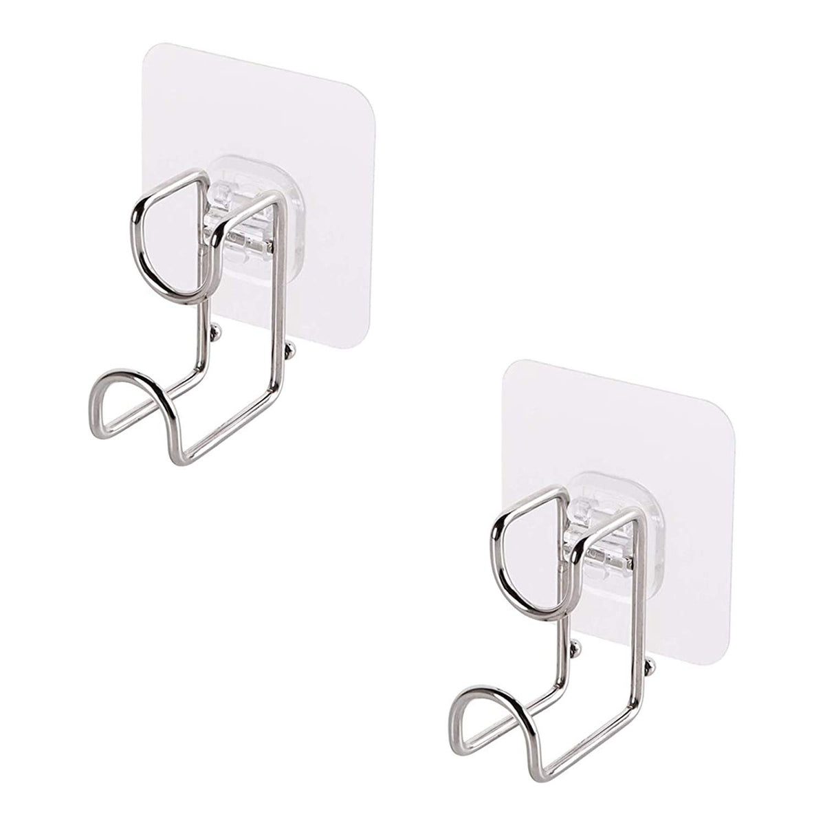 Magic Sticker Series Glass Wall Adhesive L Hooks With Load Capacity 5 Kg Each - Pack Of 1/2/4, Silver