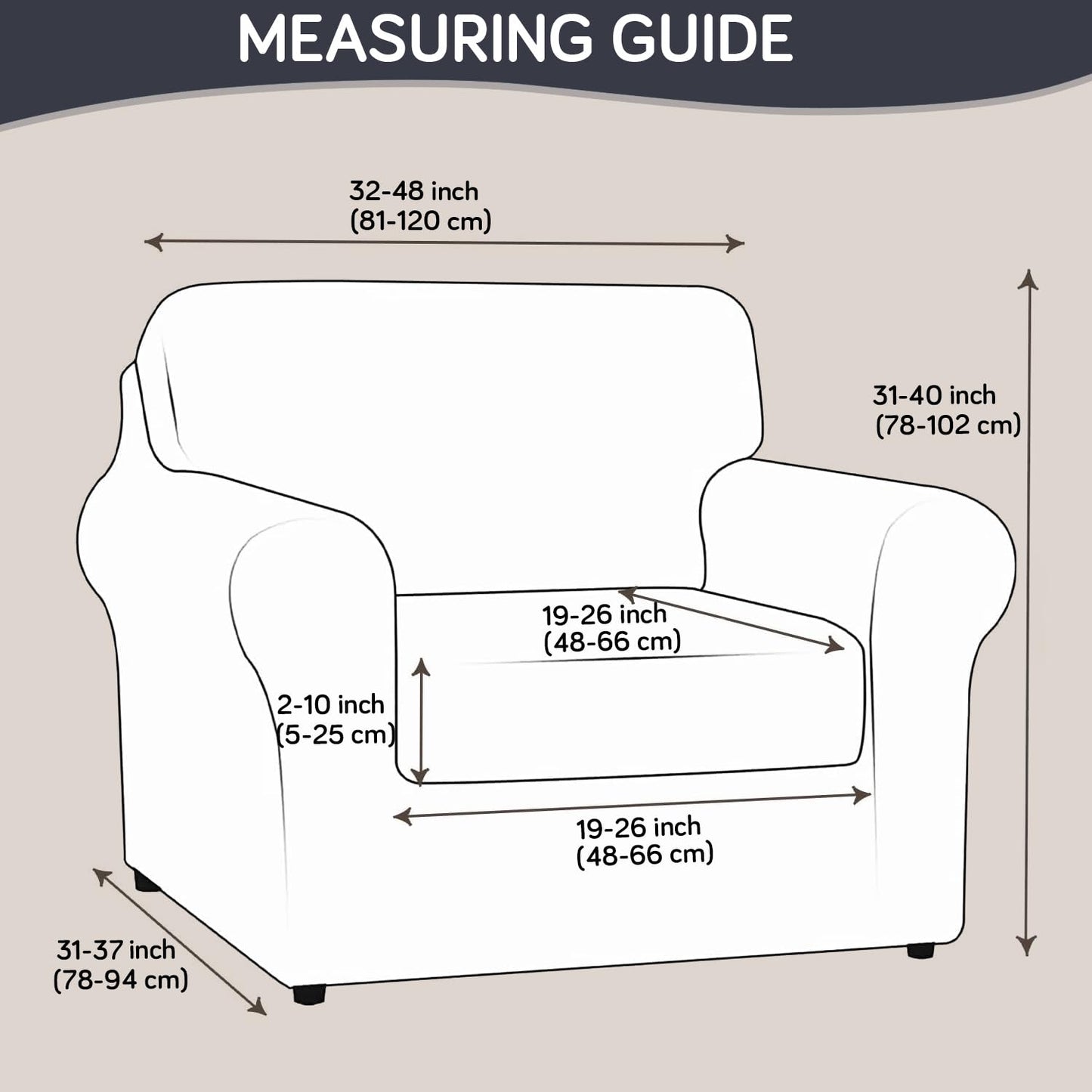 Printed Stretchable Sofa Slipcover with 1/2/3 Pc Separate Seat Cushion Cover for each 1/2/3 Seater, Intense Grey Splatter