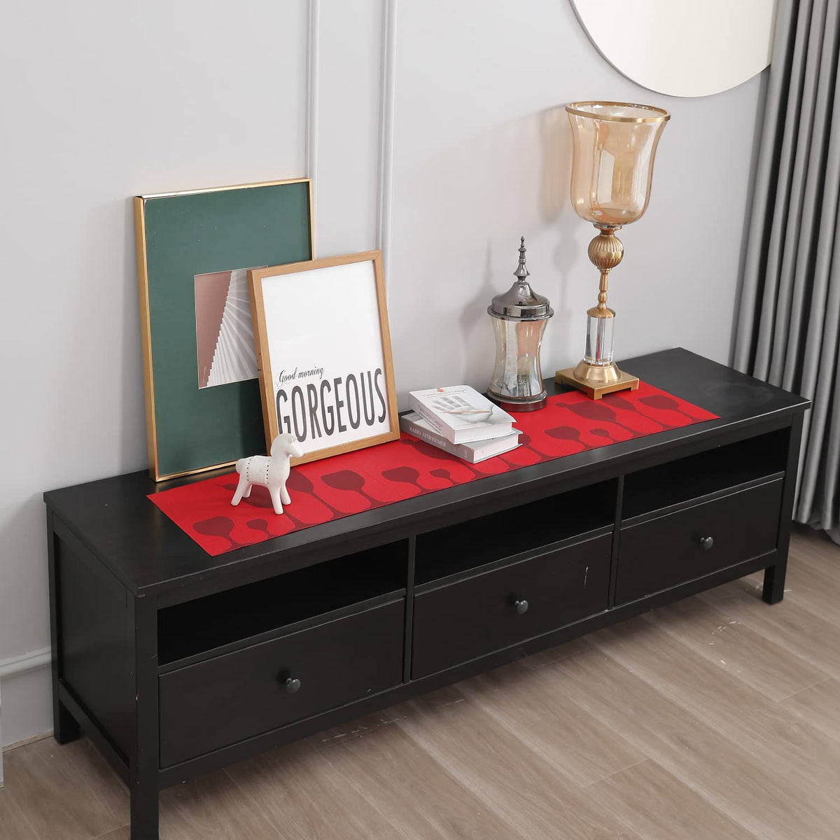 Buy Cherry Red Colour PVC Runner for Side Tables | HOKIPO