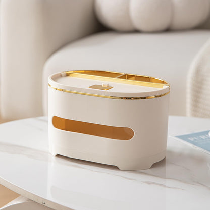 All-in-One Desktop Organizer with Tissue Holder, Phone Stand & Pen – Cream