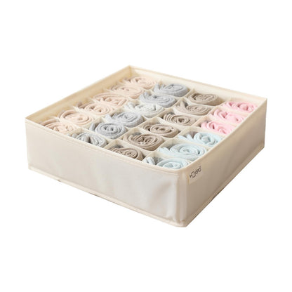 Undergarment Organizer Storage Box for Drawers Panty Socks Tie Lingerie Organizer for Wardrobe, 7/16/24 Grid, Beige