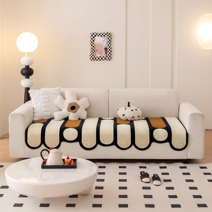 Moderna Curves Anti-Slip Sofa Cover Mat, Oyster Beige