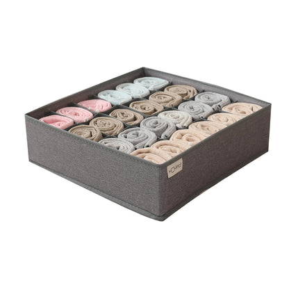 Undergarment Organizer Storage Box for Drawers Panty Socks Tie Lingerie Organizer for Wardrobe, 7/16/24 Grid, Grey