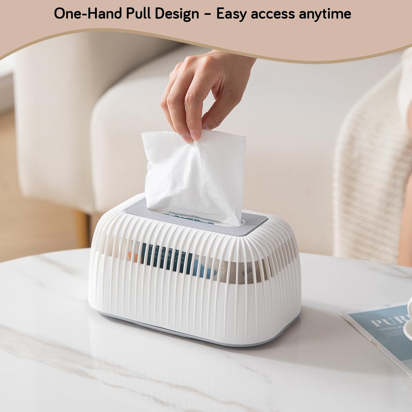 Modern Plastic Tissue Paper Holder with Elegant Design – White