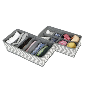 2 Pcs Undergarment Organizer Storage Box for Drawers Bra Panty Socks Tie Lingerie Organizer for Wardrobe, 8x6 Grid