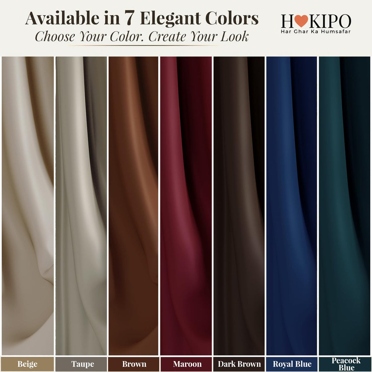 HOKIPO Midnight True Blackout Curtains, 7 Feet Long - Beige - image 7