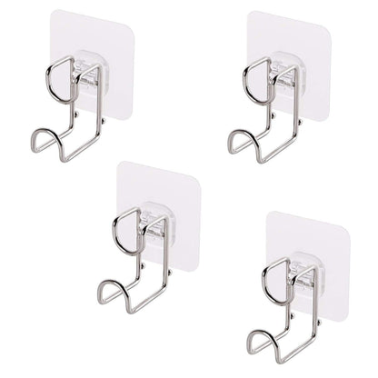 Magic Sticker Series Glass Wall Adhesive L Hooks With Load Capacity 5 Kg Each - Pack Of 1/2/4, Silver