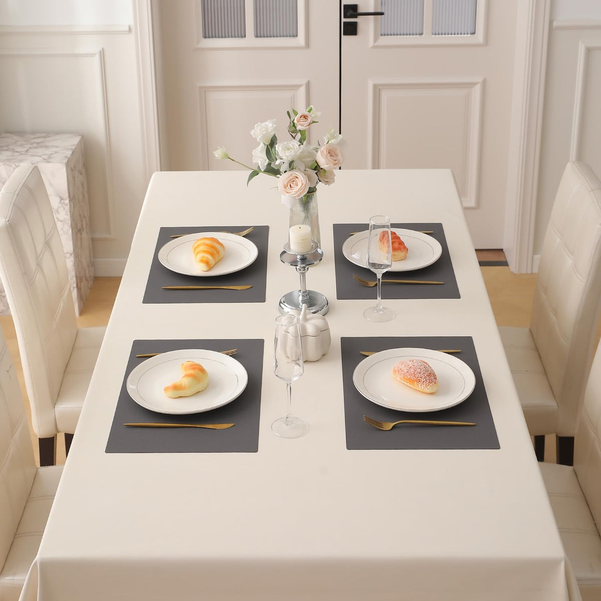 Buy anchor grey pp waterproof dining table mats set of 4 