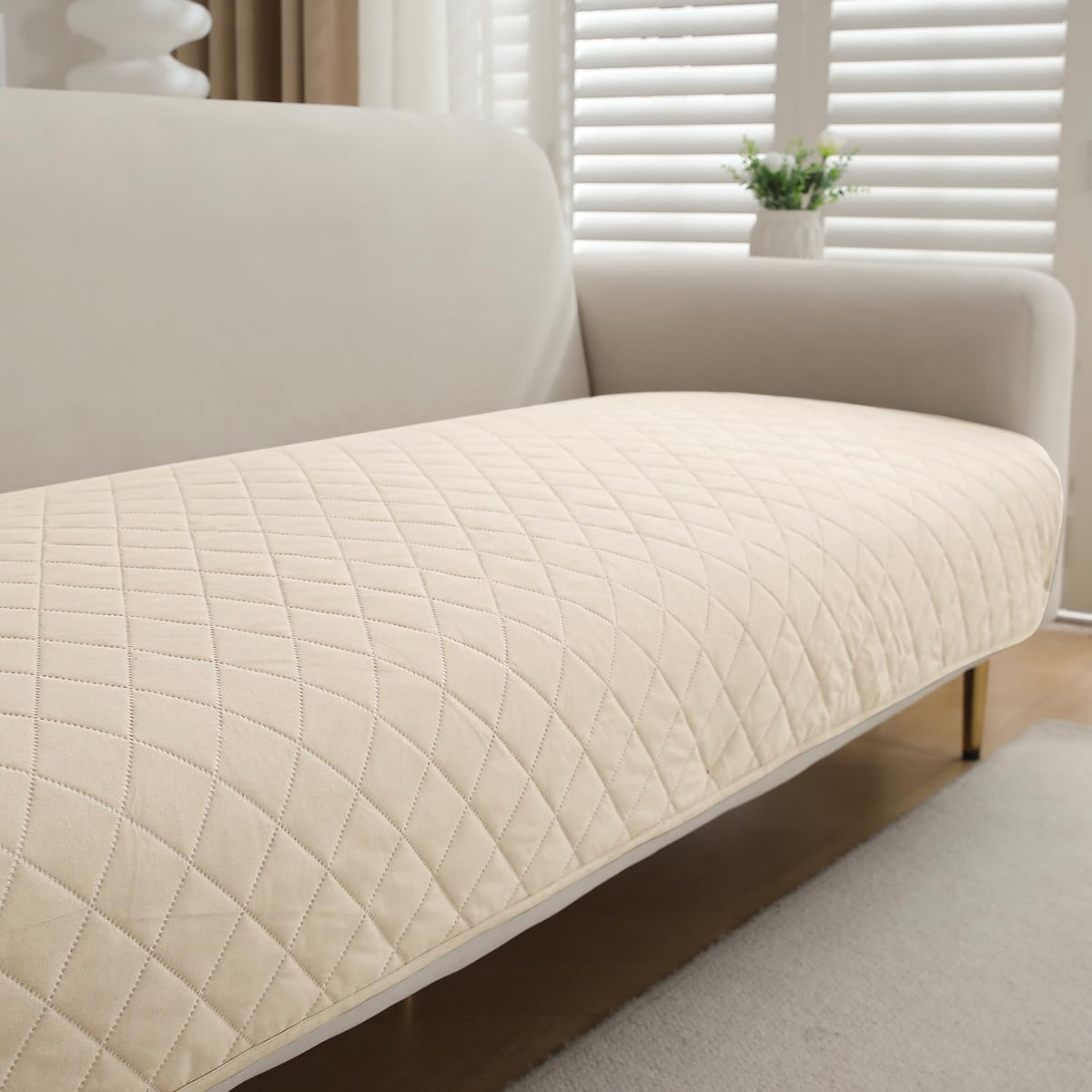 Waterproof Anti-Slip Quick Dry Sofa Seat Mat for 1/2/3 Seater, Cream