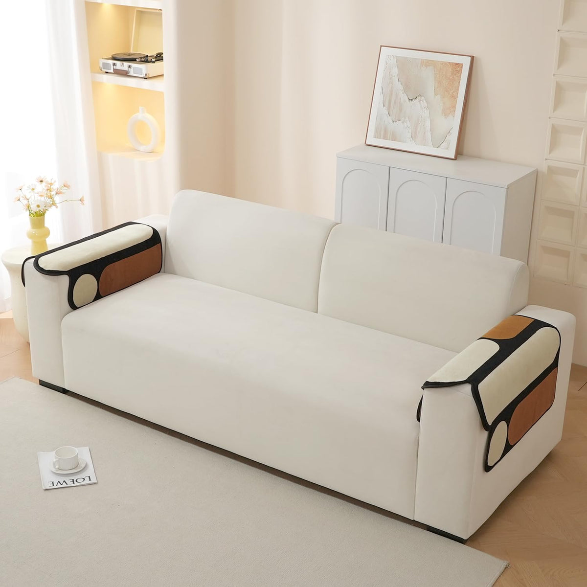 Moderna Curves All Season Sofa Cover Mat, Oyster Beige