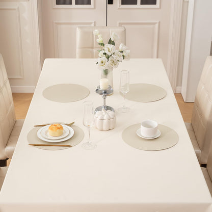Premium Faux Leather Dining Table Round Mats, Cream