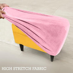 Premium 210 GSM Velvet Stretchable Ottoman Foot Rest Stool Cover, Pink