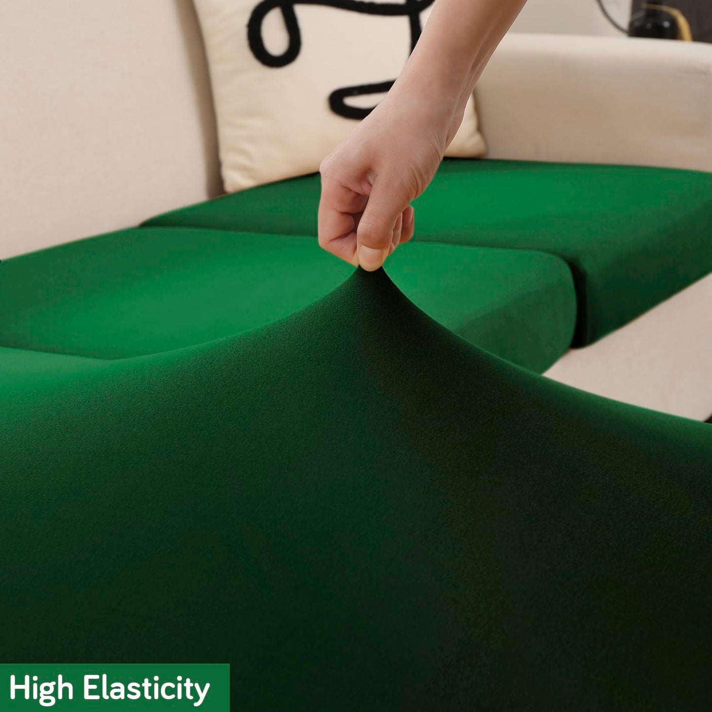 100% Waterproof Stretchable Seat Couch Cushion Cover for 1/2/3 Seater, Green