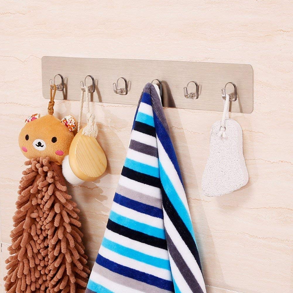 Magic Sticker Series Self Adhesive Bathroom Hook Rail, Hook for Kitchen, Wall Hooks for Hanging, Kitchen Hooks for Hanging Utensils, Key Holder White , Plastic