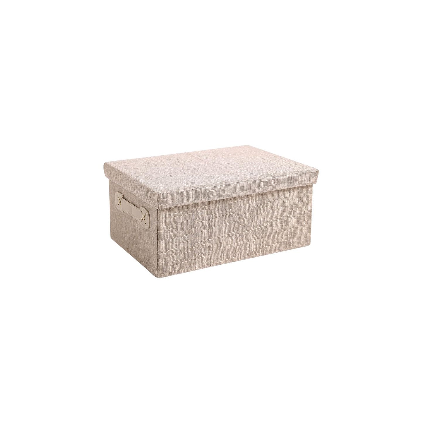 Organisers Storage Box with Lid, Beige, Pack of 1/2