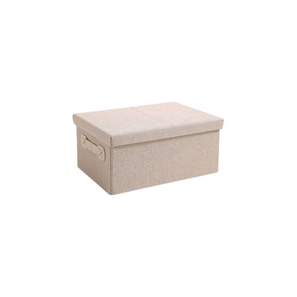 Organisers Storage Box with Lid, Beige, Pack of 1/2