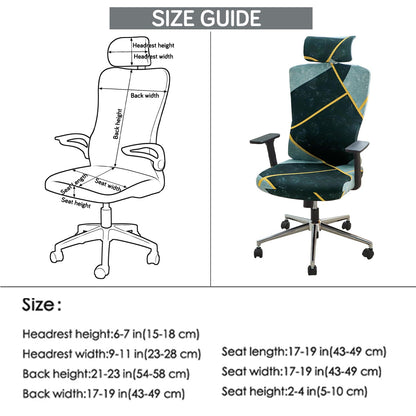 Office Chair Cover with Headrest and Elastic Chair Covers, Multicolor Abstract Geometry
