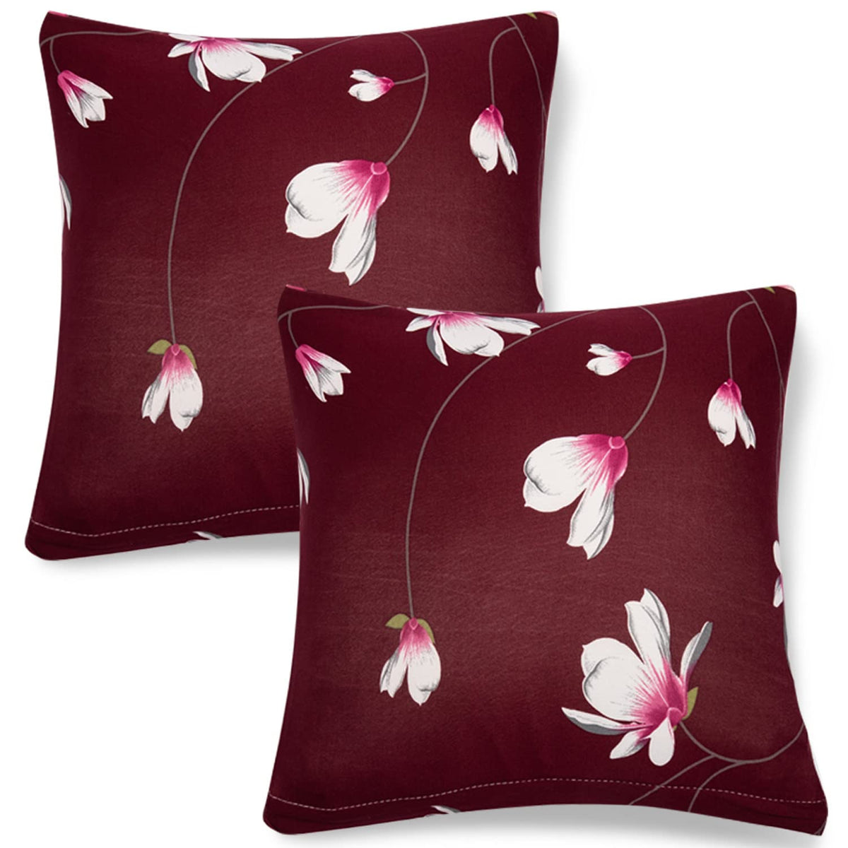 Cute Wine Red Flowers Print square pillow covers online