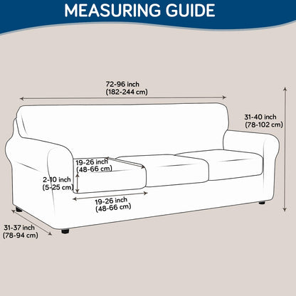 Printed Stretchable Sofa Slipcover with 1/2/3 Pc Separate Seat Cushion Cover for each 1/2/3 Seater, Saphire Boho Carnival