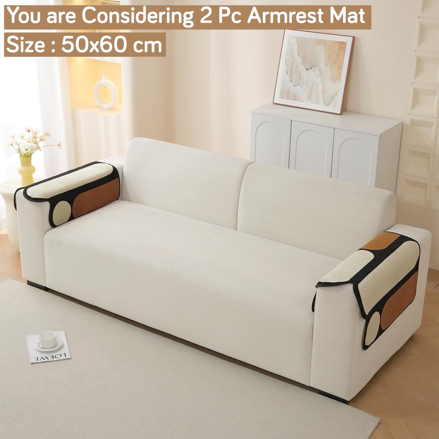 Moderna Curves Anti-Slip Sofa Cover Mat, Oyster Beige