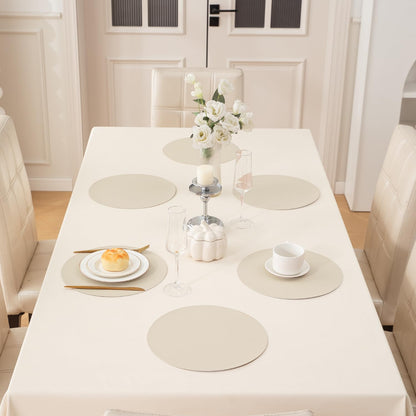 Premium Faux Leather Dining Table Round Mats, Cream